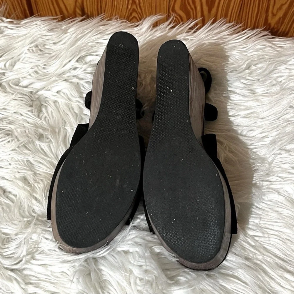 Cordani Josie Black Suede Leather Wedge Platform Sandals